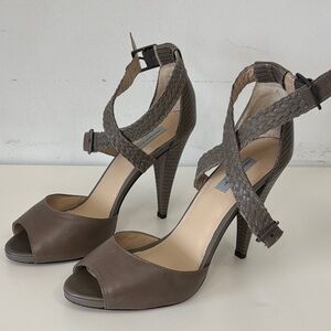 Brown/ Olive Peep-Toe Heels